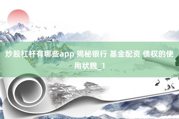 炒股杠杆有哪些app 揭秘银行 基金配资 债权的使用状貌_1